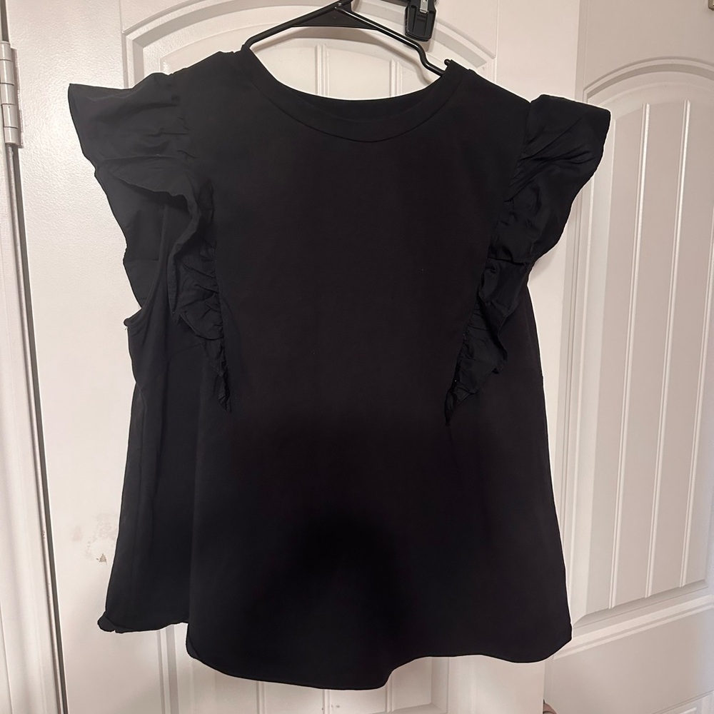 Elegant Black Ruffle Sleeve Top
